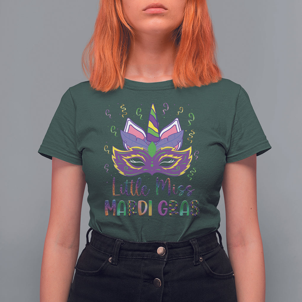 Mardi Gras T Shirt For Women Little Miss Unicorn Cute Girl Women TS09 Dark Forest Green Printyourwear
