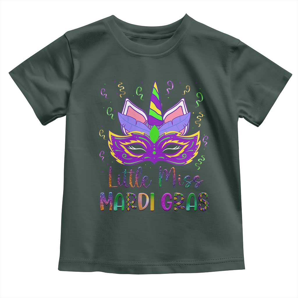 Mardi Gras Toddler T Shirt Little Miss Unicorn Cute Girl Women TS09 Dark Forest Green Print Your Wear