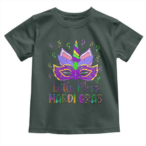 Mardi Gras Toddler T Shirt Little Miss Unicorn Cute Girl Women TS09 Dark Forest Green Print Your Wear