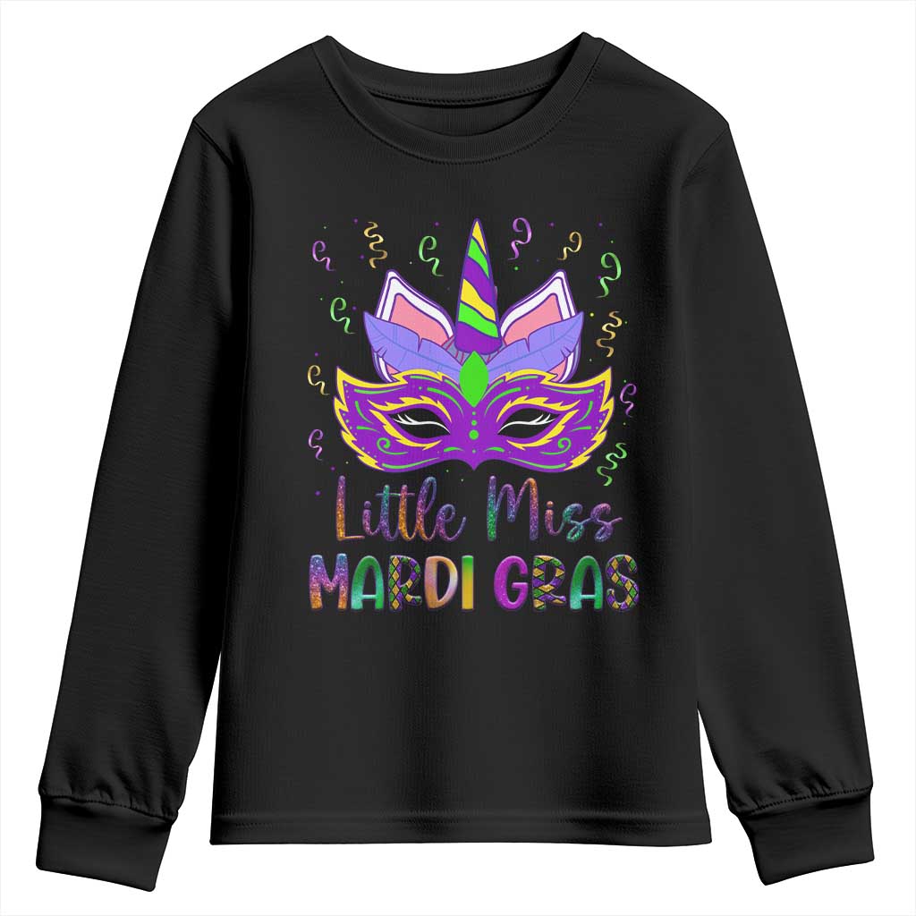 Mardi Gras Youth Sweatshirt Little Miss Unicorn Cute Girl Women TS09 Black Print Your Wear