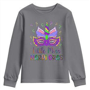 Mardi Gras Youth Sweatshirt Little Miss Unicorn Cute Girl Women TS09 Charcoal Print Your Wear