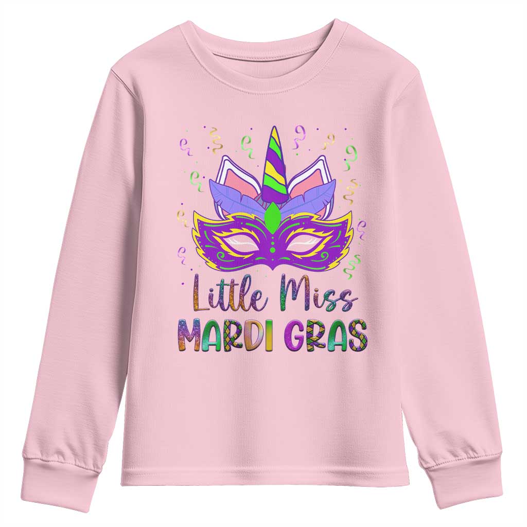Mardi Gras Youth Sweatshirt Little Miss Unicorn Cute Girl Women TS09 Light Pink Print Your Wear
