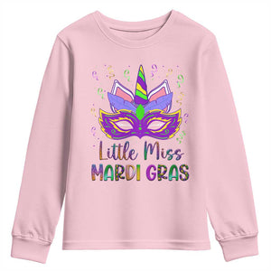 Mardi Gras Youth Sweatshirt Little Miss Unicorn Cute Girl Women TS09 Light Pink Print Your Wear