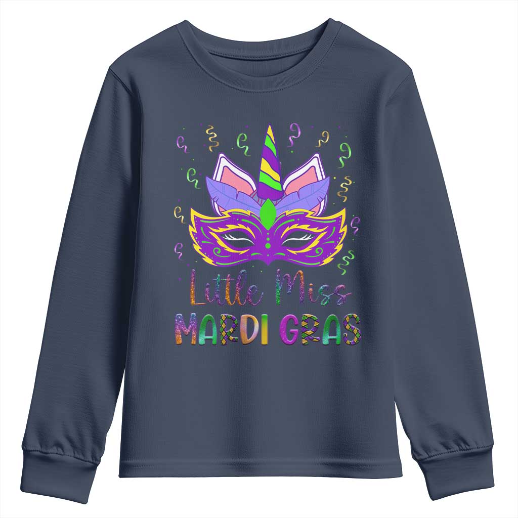 Mardi Gras Youth Sweatshirt Little Miss Unicorn Cute Girl Women TS09 Navy Print Your Wear