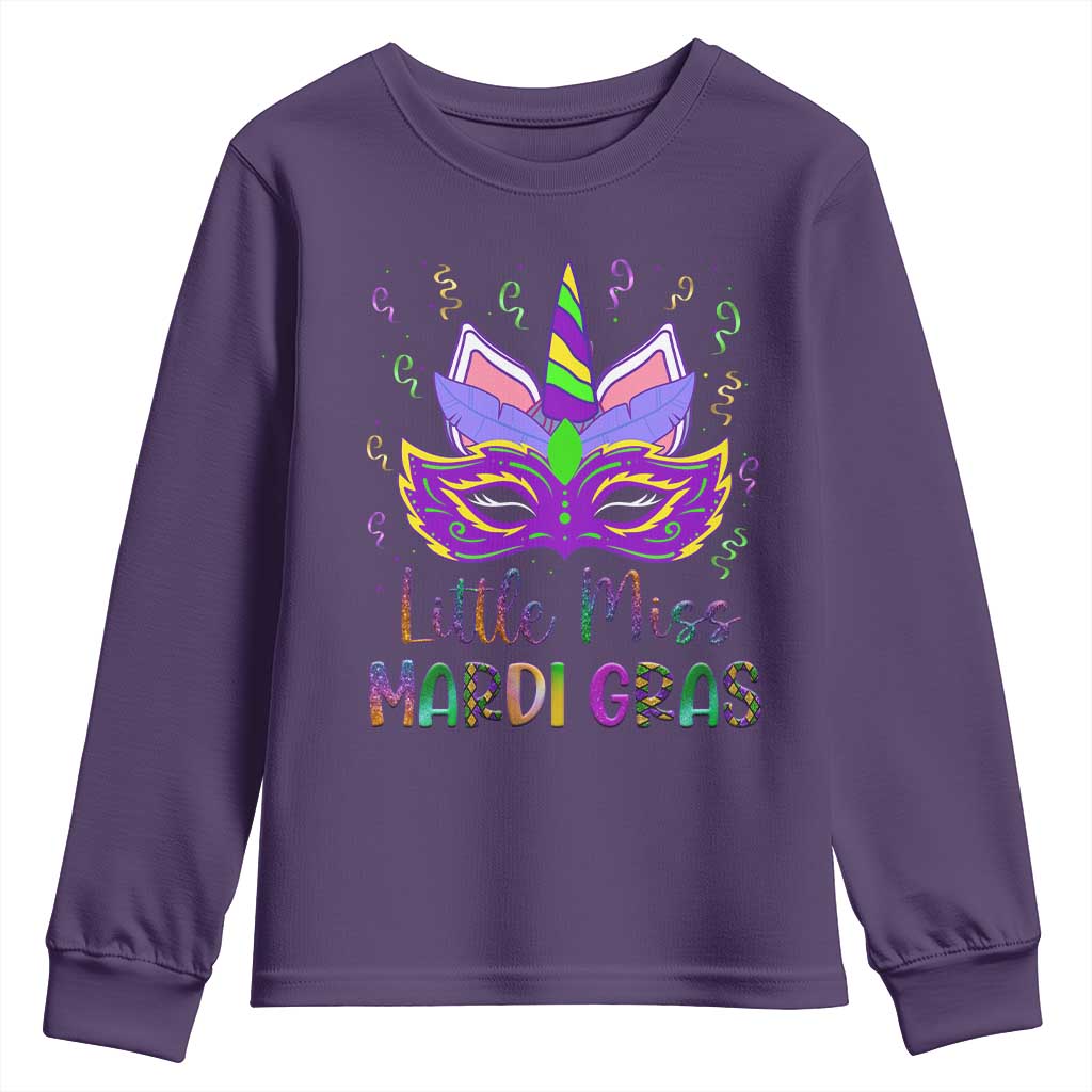 Mardi Gras Youth Sweatshirt Little Miss Unicorn Cute Girl Women TS09 Purple Print Your Wear