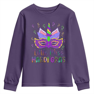 Mardi Gras Youth Sweatshirt Little Miss Unicorn Cute Girl Women TS09 Purple Print Your Wear