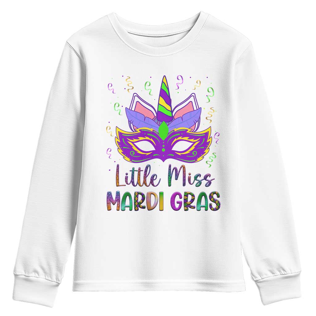 Mardi Gras Youth Sweatshirt Little Miss Unicorn Cute Girl Women TS09 White Print Your Wear