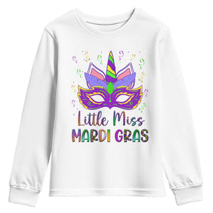 Mardi Gras Youth Sweatshirt Little Miss Unicorn Cute Girl Women TS09 White Print Your Wear