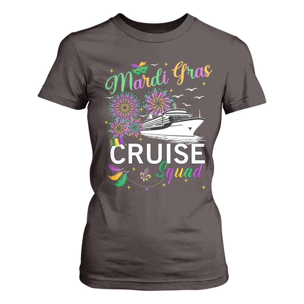 Mardi Gras T Shirt For Women Cruise Squad Matching Group Family Vacation TS09 Dark Chocolate Print Your Wear