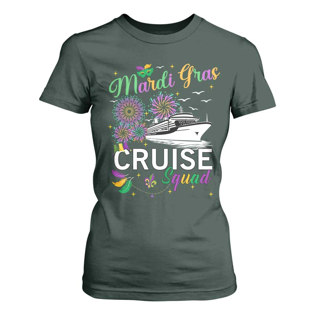 Mardi Gras T Shirt For Women Cruise Squad Matching Group Family Vacation TS09 Dark Forest Green Print Your Wear