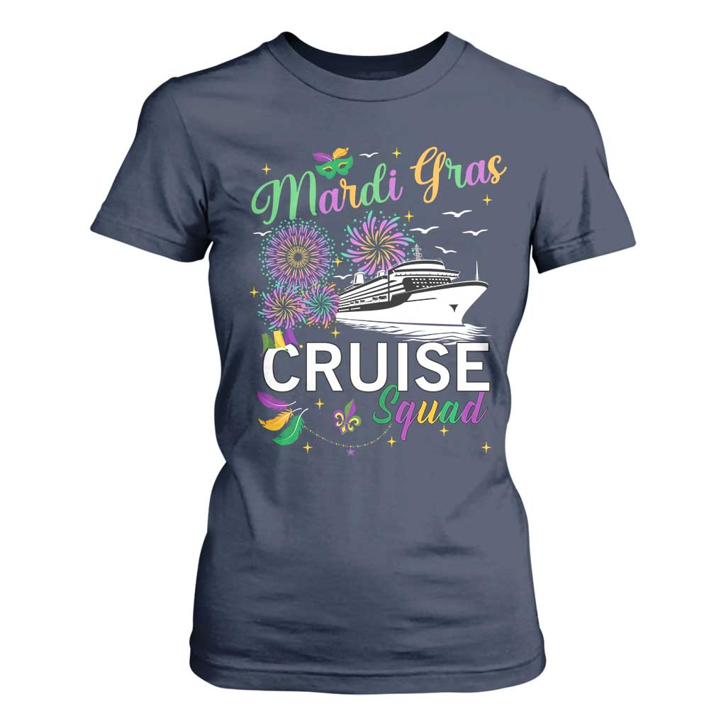 Mardi Gras T Shirt For Women Cruise Squad Matching Group Family Vacation TS09 Navy Print Your Wear