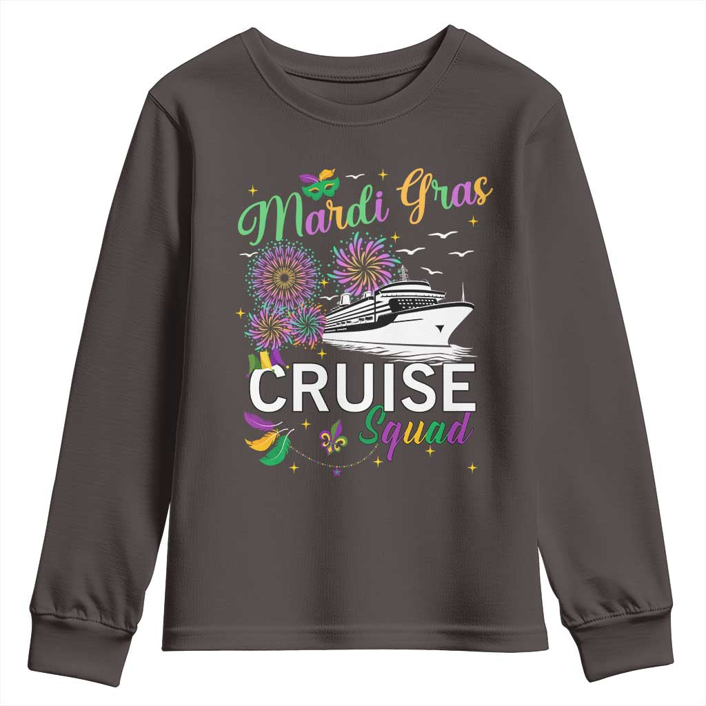 Mardi Gras Youth Sweatshirt Cruise Squad Matching Group Family Vacation TS09 Dark Chocolate Print Your Wear