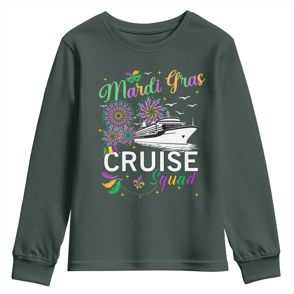 Mardi Gras Youth Sweatshirt Cruise Squad Matching Group Family Vacation TS09 Dark Forest Green Print Your Wear