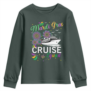 Mardi Gras Youth Sweatshirt Cruise Squad Matching Group Family Vacation TS09 Dark Forest Green Print Your Wear