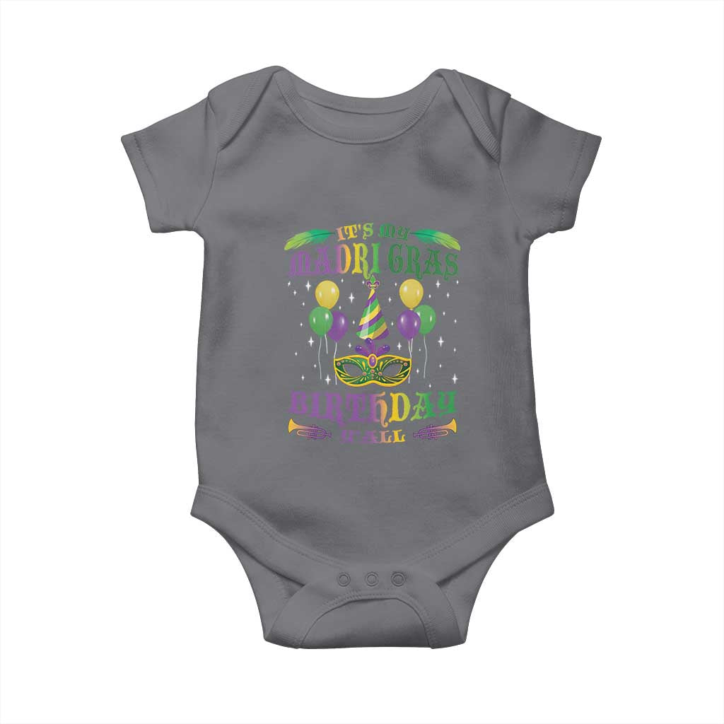 Funny It's My Mardi Gras Birthday Y'all Baby Onesie TS09 Charcoal Print Your Wear
