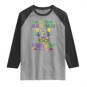 Funny It's My Mardi Gras Birthday Y'all Raglan Shirt TS09 Sport Gray Black Print Your Wear