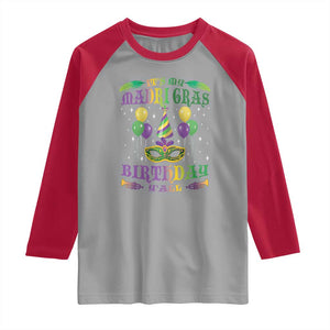 Funny It's My Mardi Gras Birthday Y'all Raglan Shirt TS09 Sport Gray Red Print Your Wear