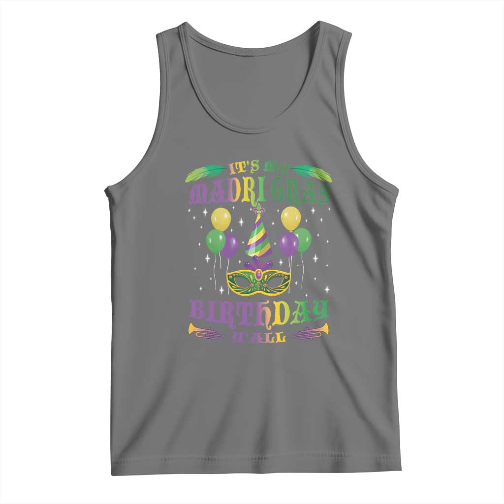 Funny It's My Mardi Gras Birthday Y'all Tank Top TS09 Black Heather Print Your Wear