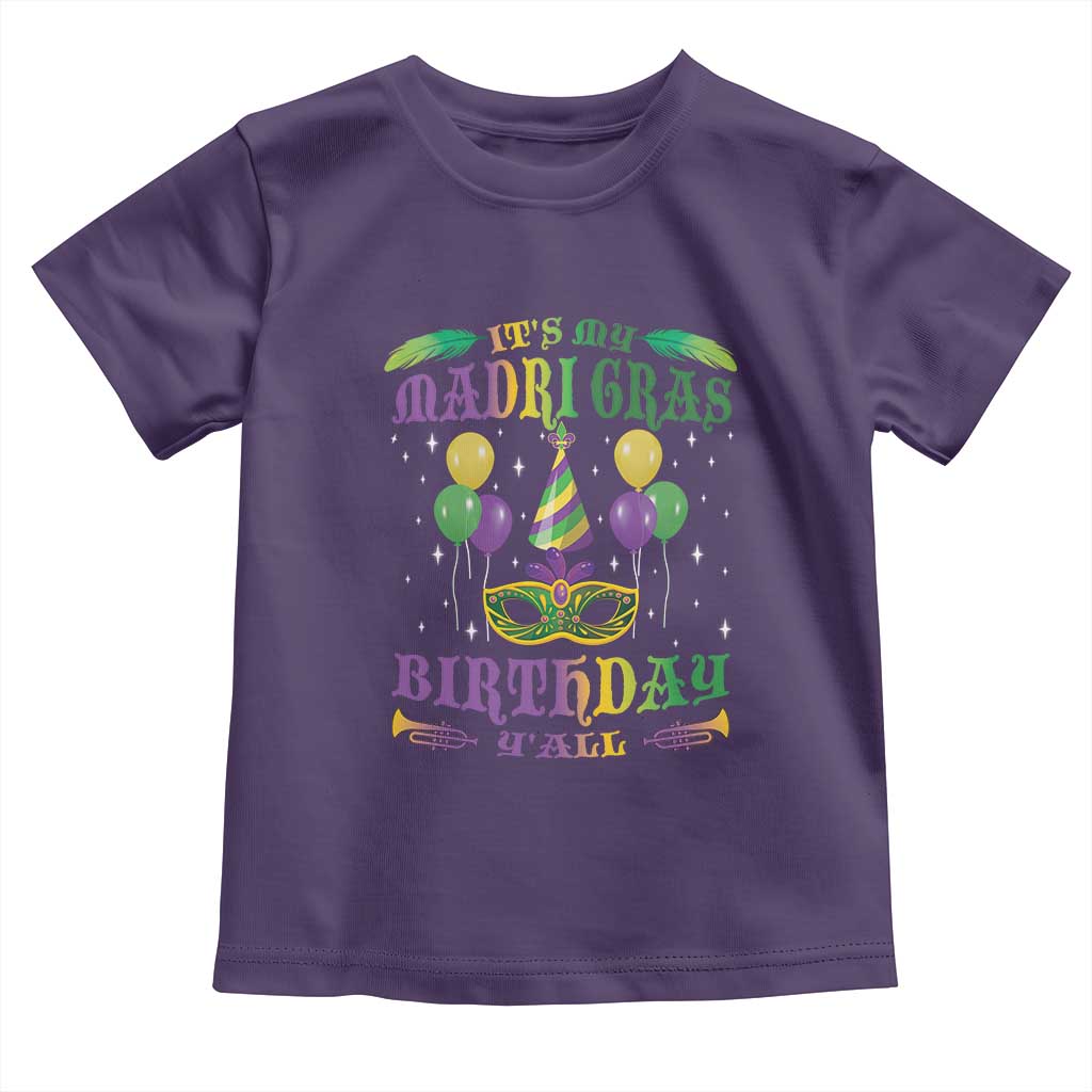 Funny It's My Mardi Gras Birthday Y'all Toddler T Shirt TS09 Purple Print Your Wear