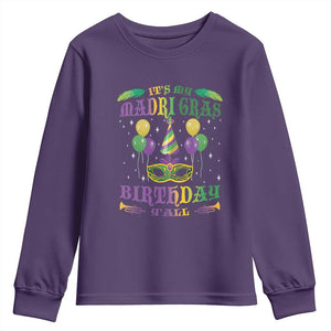 Funny It's My Mardi Gras Birthday Y'all Youth Sweatshirt TS09 Purple Print Your Wear