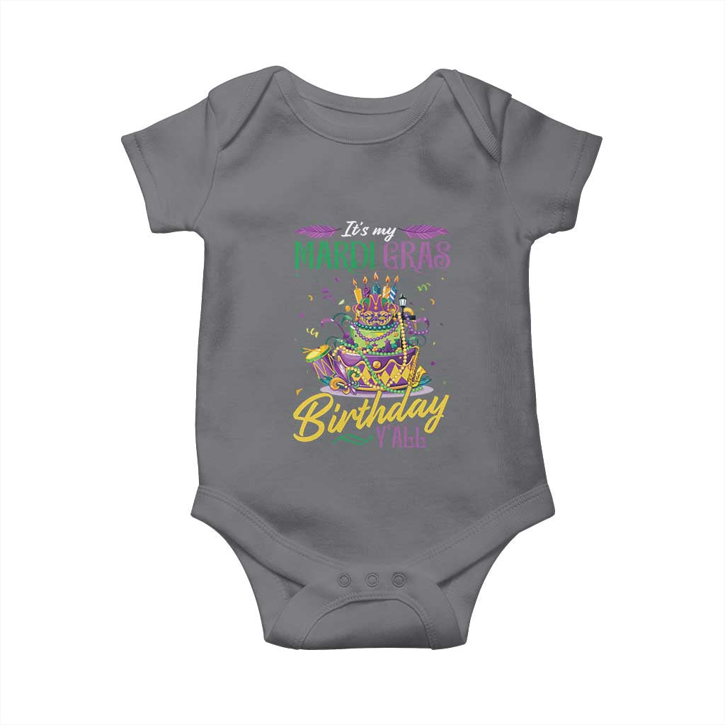 It's My Mardi Gras Birthday Y'all Funny Baby Onesie TS09 Charcoal Print Your Wear