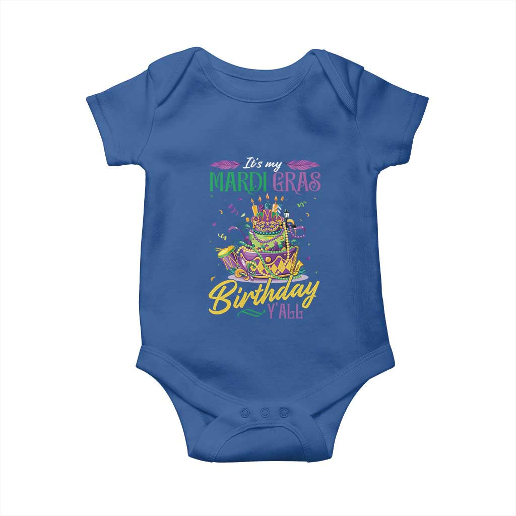 It's My Mardi Gras Birthday Y'all Funny Baby Onesie TS09 Royal Blue Print Your Wear