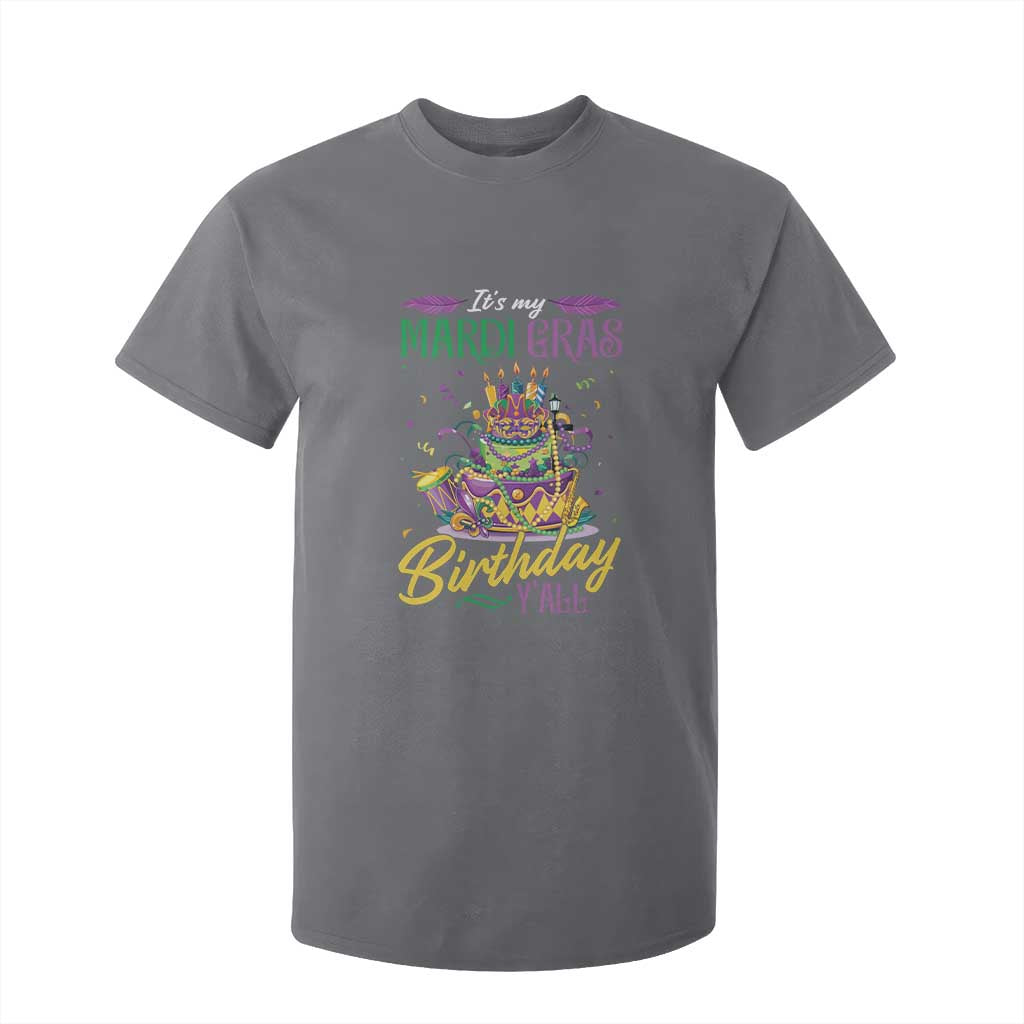 It's My Mardi Gras Birthday Y'all Funny T Shirt For Kid TS09 Charcoal Print Your Wear