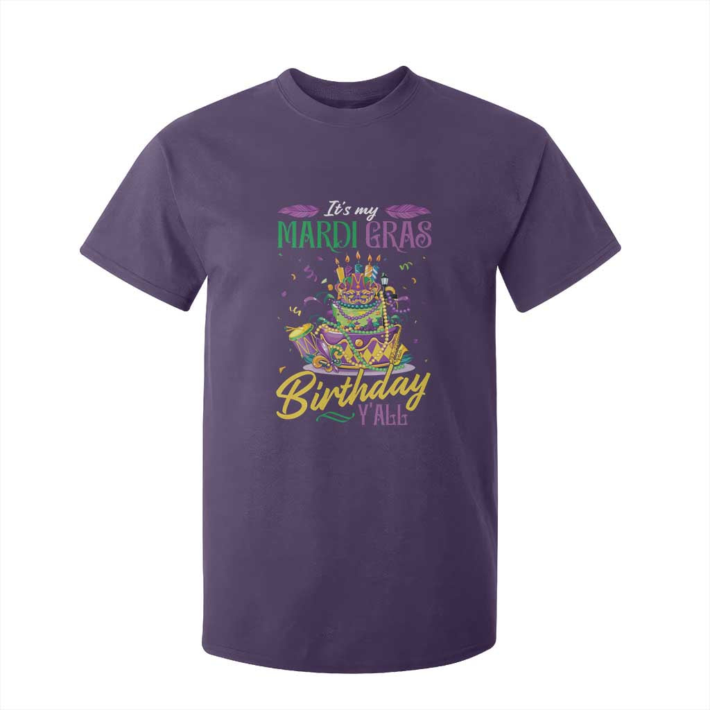 It's My Mardi Gras Birthday Y'all Funny T Shirt For Kid TS09 Purple Print Your Wear