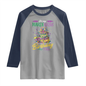It's My Mardi Gras Birthday Y'all Funny Raglan Shirt TS09 Sport Gray Navy Print Your Wear