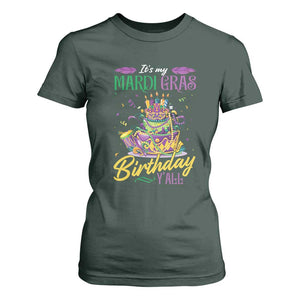 It's My Mardi Gras Birthday Y'all Funny T Shirt For Women TS09 Dark Forest Green Print Your Wear