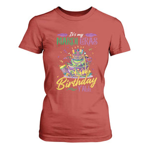 It's My Mardi Gras Birthday Y'all Funny T Shirt For Women TS09 Red Print Your Wear