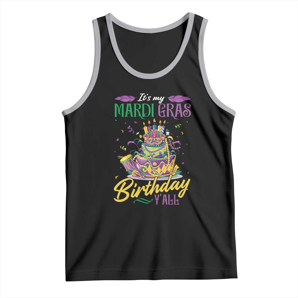 It's My Mardi Gras Birthday Y'all Funny Tank Top TS09 Black Athletic Heather Print Your Wear