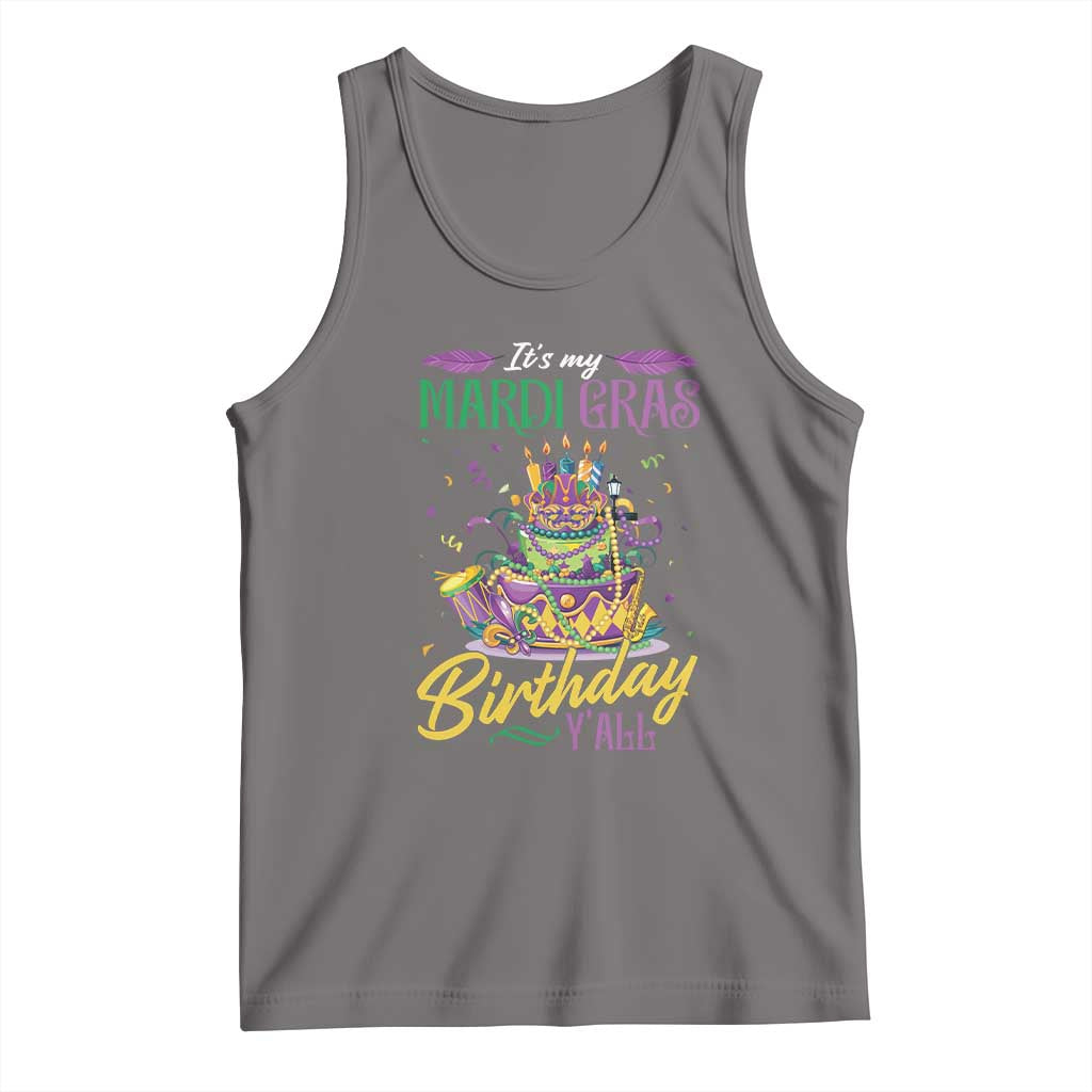 It's My Mardi Gras Birthday Y'all Funny Tank Top TS09 Deep Heather Print Your Wear