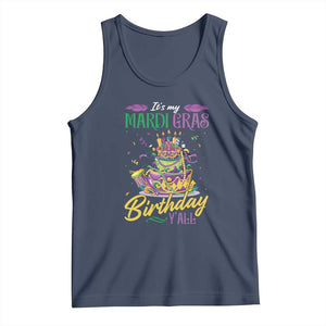 It's My Mardi Gras Birthday Y'all Funny Tank Top TS09 Navy Print Your Wear