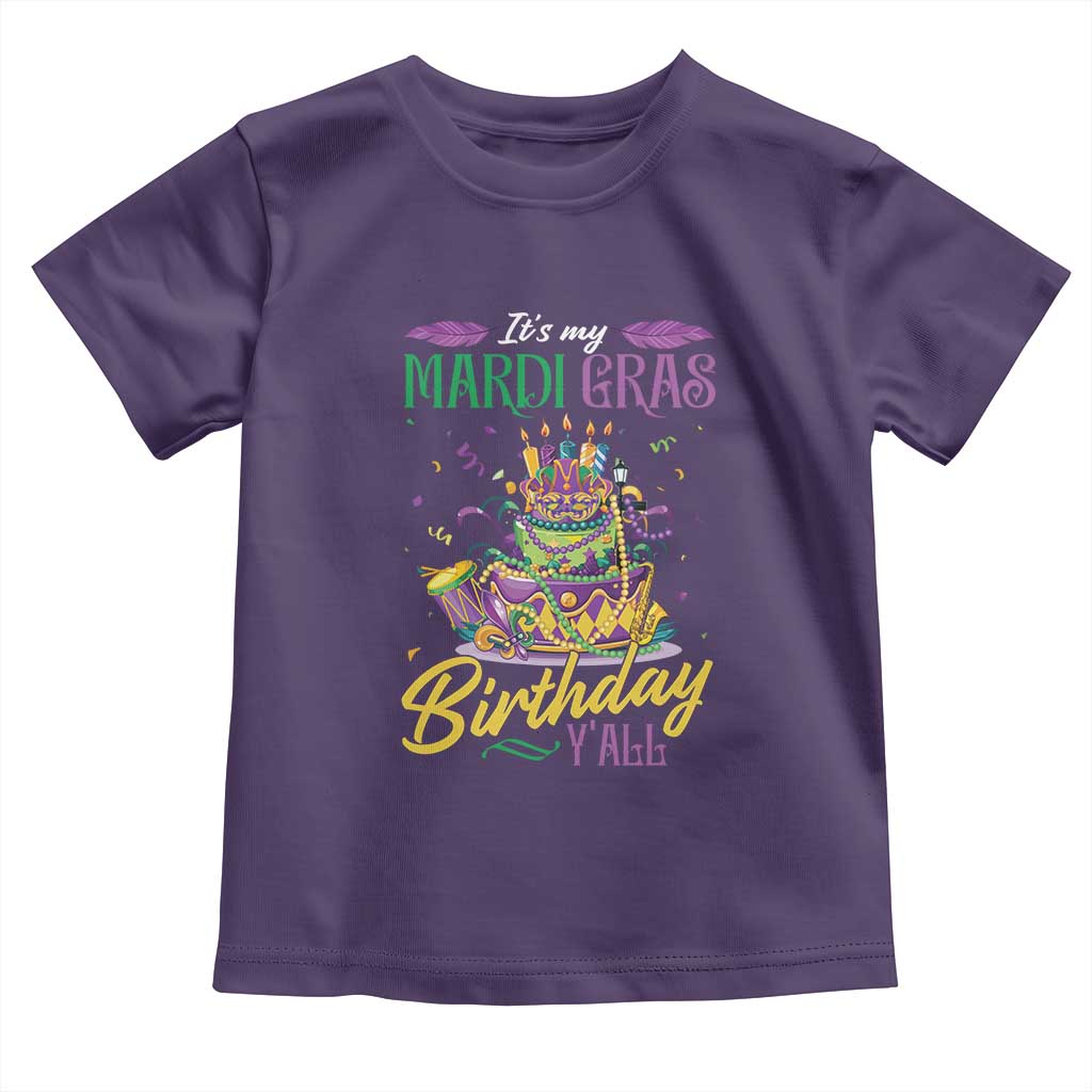 It's My Mardi Gras Birthday Y'all Funny Toddler T Shirt TS09 Purple Print Your Wear