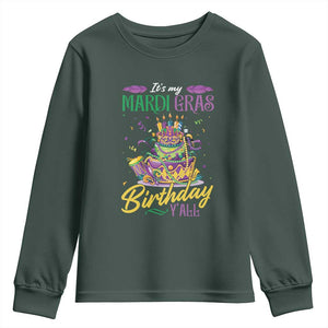 It's My Mardi Gras Birthday Y'all Funny Youth Sweatshirt TS09 Dark Forest Green Print Your Wear