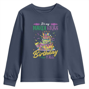 It's My Mardi Gras Birthday Y'all Funny Youth Sweatshirt TS09 Navy Print Your Wear