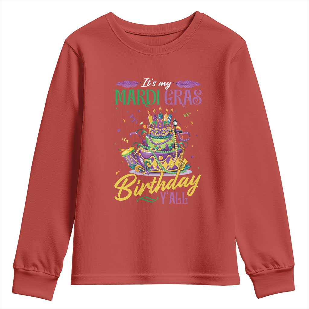 It's My Mardi Gras Birthday Y'all Funny Youth Sweatshirt TS09 Red Print Your Wear