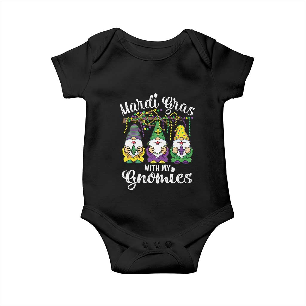 Mardi Gras With My Gnomies Funny Gnomes Squad Baby Onesie TS09 Black Print Your Wear