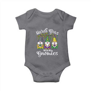 Mardi Gras With My Gnomies Funny Gnomes Squad Baby Onesie TS09 Charcoal Print Your Wear