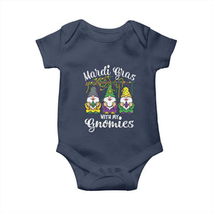 Mardi Gras With My Gnomies Funny Gnomes Squad Baby Onesie TS09 Navy Print Your Wear
