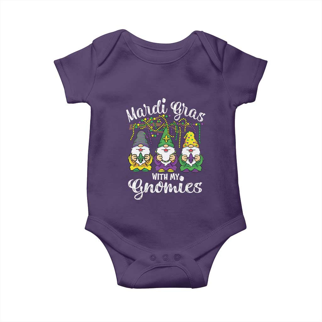 Mardi Gras With My Gnomies Funny Gnomes Squad Baby Onesie TS09 Purple Print Your Wear
