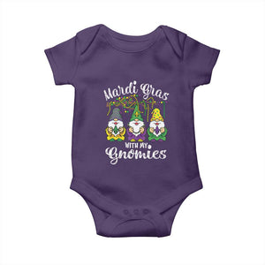Mardi Gras With My Gnomies Funny Gnomes Squad Baby Onesie TS09 Purple Print Your Wear