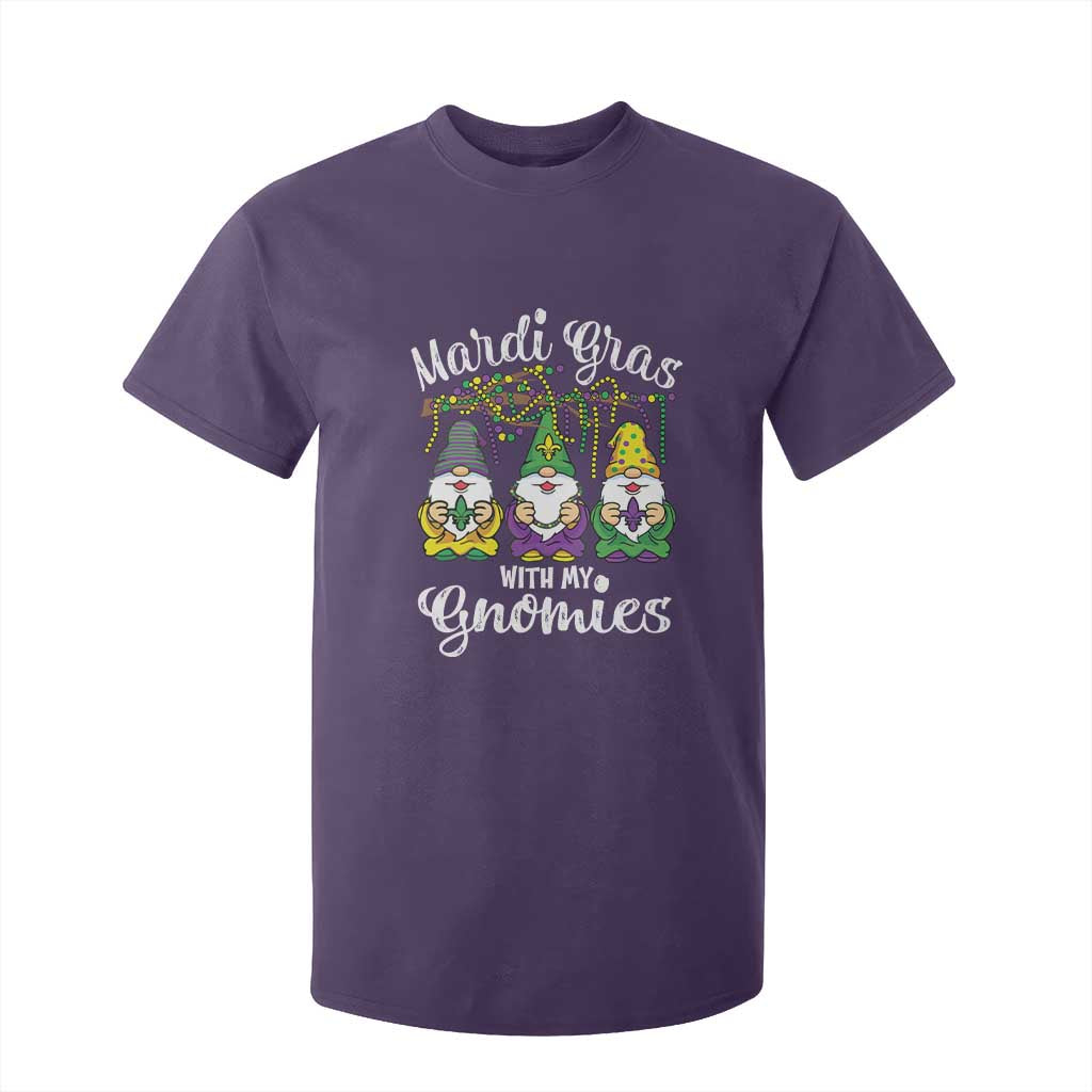 Mardi Gras With My Gnomies Funny Gnomes Squad T Shirt For Kid TS09 Purple Print Your Wear