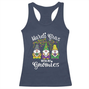 Mardi Gras With My Gnomies Funny Gnomes Squad Racerback Tank Top TS09 Navy Print Your Wear