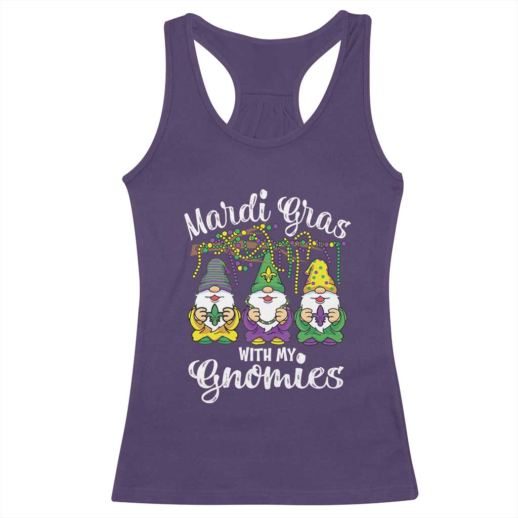 Mardi Gras With My Gnomies Funny Gnomes Squad Racerback Tank Top TS09 Purple Print Your Wear