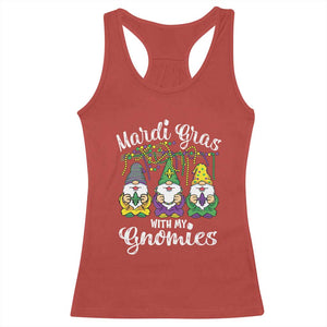 Mardi Gras With My Gnomies Funny Gnomes Squad Racerback Tank Top TS09 Red Print Your Wear