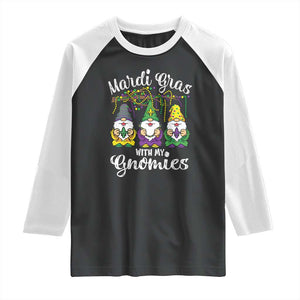 Mardi Gras With My Gnomies Funny Gnomes Squad Raglan Shirt TS09 Black White Print Your Wear