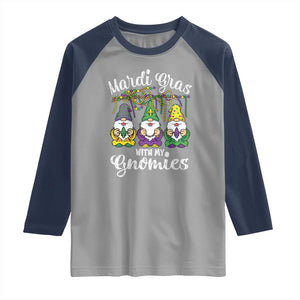 Mardi Gras With My Gnomies Funny Gnomes Squad Raglan Shirt TS09 Sport Gray Navy Print Your Wear