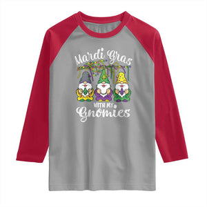 Mardi Gras With My Gnomies Funny Gnomes Squad Raglan Shirt TS09 Sport Gray Red Print Your Wear